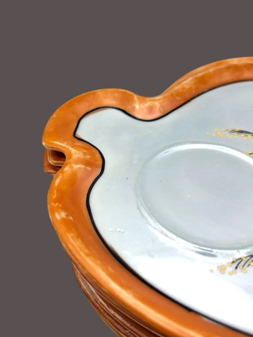 Vintage Gold Castle Chikusa Lusterware Crane Appetizer Plate Japan 7.75”